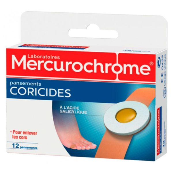 Mercurochrome Pansements Coricide - Soulage et Élimine les Cors - 12 pansements