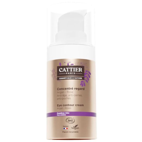 Cattier Éclat De Rose Concentré Regard Bio 15ml – Anti-âge, anti-cernes et anti-poches