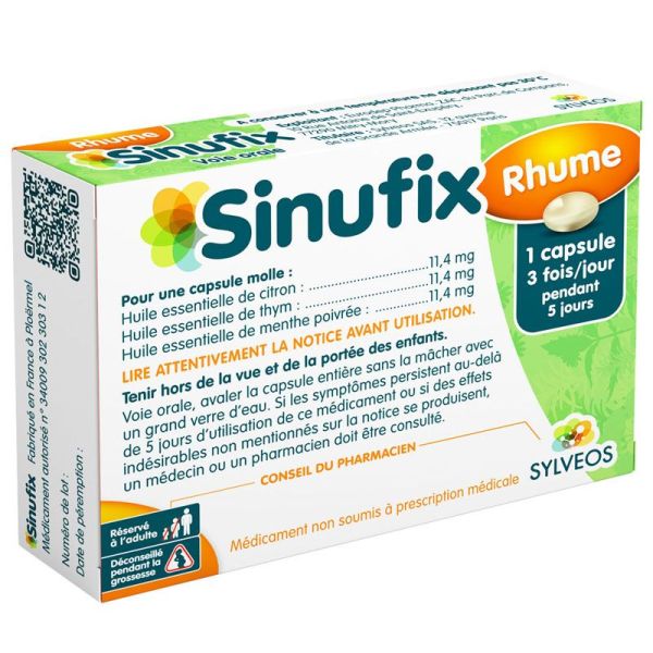 Sinufix 15 Capsule Molle - Traitement du rhume - À base d'huiles essentielles