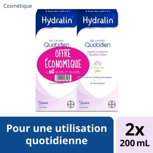 Hydralin Quotidien Gel Lavant Intime - Lot de 2 x 200 ml - Douceur & Protection