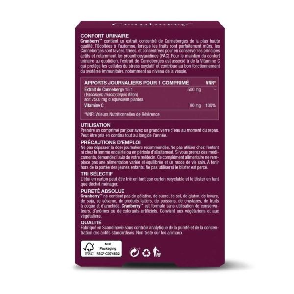 New Nordic Cranberry 30 comprimés - Confort urinaire et bien-être au quotidien