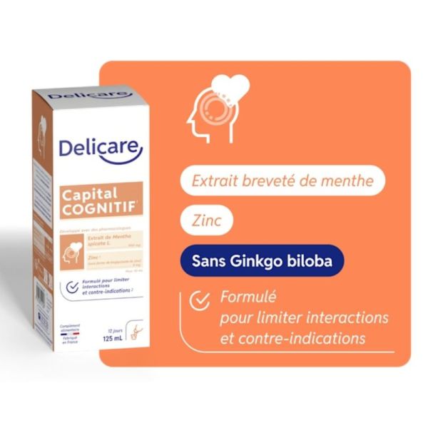 Delicare Capital Cognitif 125 ml - Soutien de l'attention, de la concentration et de la mémoire