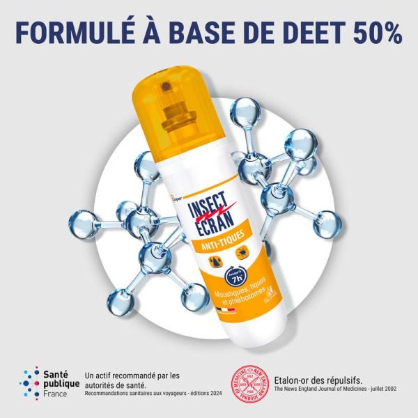Insect Ecran Anti-Tiques Moustiques & Phlébotomes Répulsif - 100ml - Protection zones boisées et humides