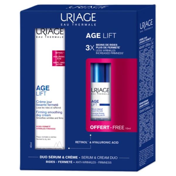 Uriage Age Lift Crème Jour Lissante Fermeté 40 ml + Sérum Intensif Lissant Fermeté 10 ml OFFERT