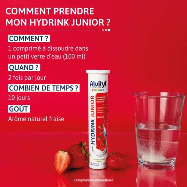 Alvityl Hydrink Junior - 20 Comprimés Effervescents - Hydratation, énergie et croissance