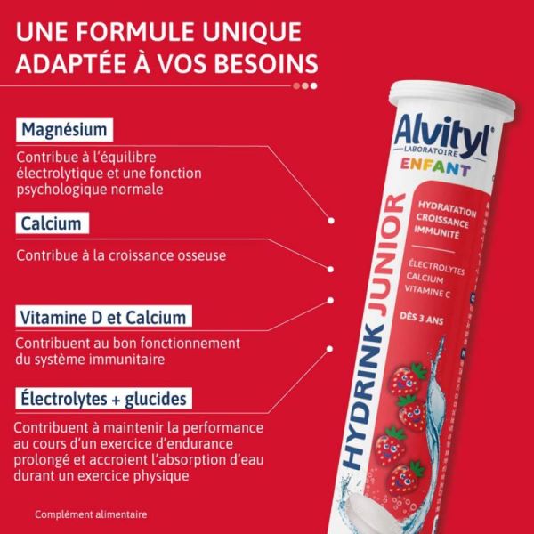 Alvityl Hydrink Junior - 20 Comprimés Effervescents - Hydratation, énergie et croissance