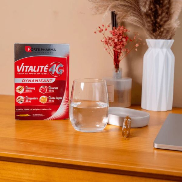 Forté Pharma Vitalité 4G - 20 Ampoules + 10 GRATUITES - Coup de boost immédiat et vitalité durable