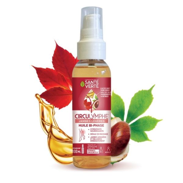 Santé Verte Circulymphe Huile Bi-Phase 100 ml - Jambes légères et hydratation intense