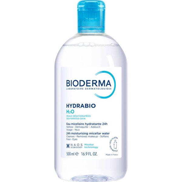 Bioderma Hydrabio H2O Eau Micellaire Démaquillante Hydratante 500 ml – Soin sans rinçage peaux déshydratées format généreux