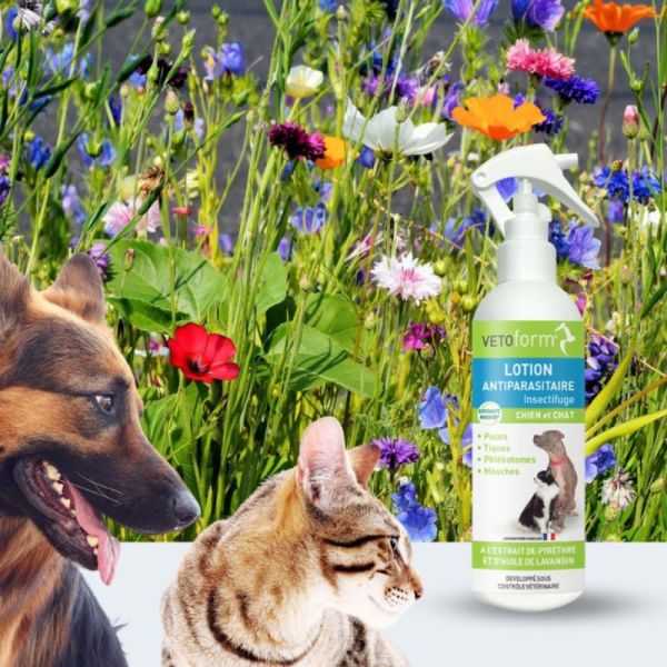 Vetoform Lotion Spray Antiparasitaire Insectifuge Pour Chiens & Chats - 250ml