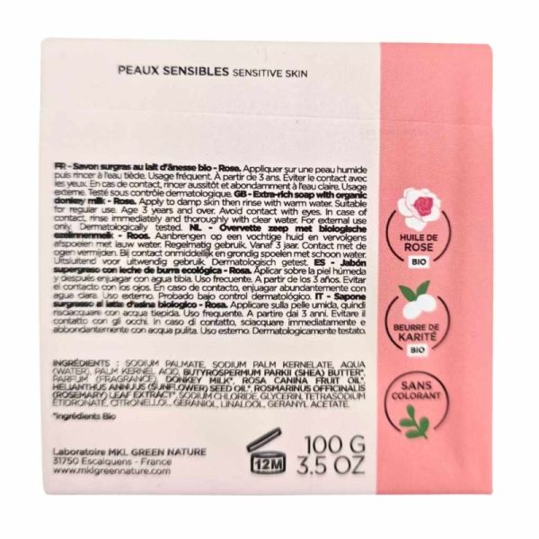 MKL Green Nature Lait d'Ânesse Savon Surgras Éclat Rose 100 g - Illumination et nettoyage des peaux sensibles