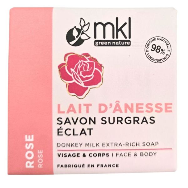 MKL Green Nature Lait d'Ânesse Savon Surgras Éclat Rose 100 g - Illumination et nettoyage des peaux sensibles