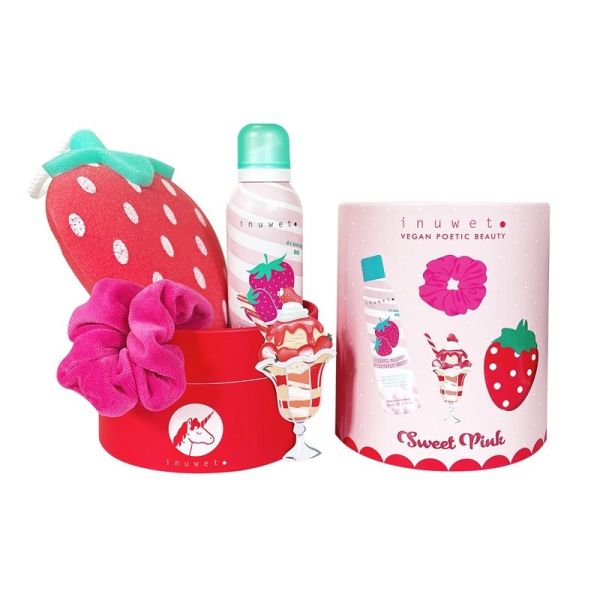 Inuwet Coffret Mousse de Douche & Accessoires "Fun Bath Box" Sweet Pink
