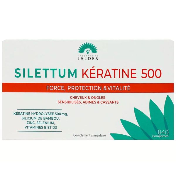 Jaldes Silettum Kératine 500 - Force, protection & Vitalité - Cheveux et Ongles - 40 comprimés