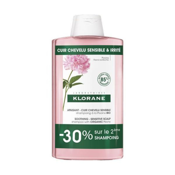 Klorane Shampoing Apaisant Pivoine Bio - Lot de 2 x 400ml