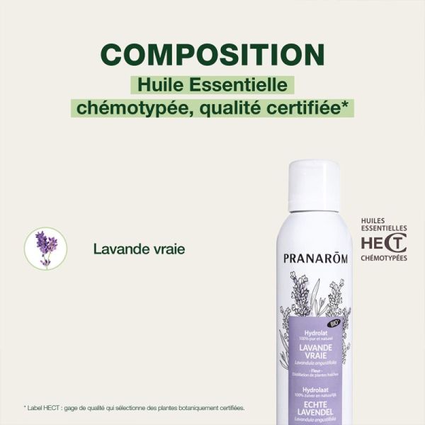 Pranarôm Hydrolat Lavande Vraie Bio 150ml – Apaisement et douceur