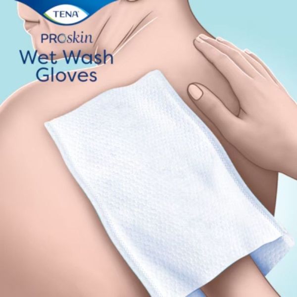 Tena Wet Wash Glove ProSkin - Gants de Toilette Pré-Imprégnés - 8 pièces