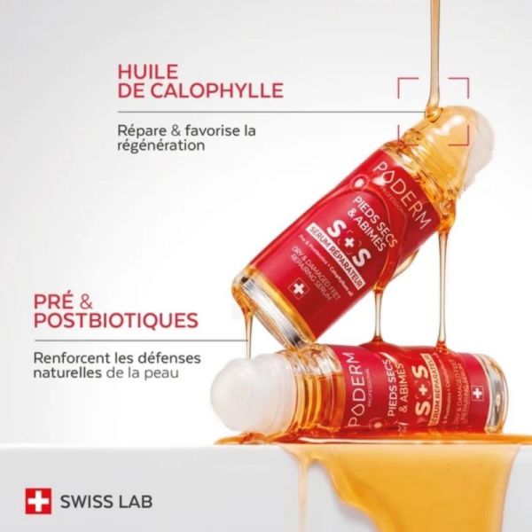 Poderm Sérum Réparateur Pieds Secs et Abîmés en Roll-on 50 ml - Nourrit répare et protège