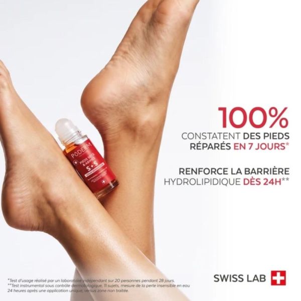 Poderm Sérum Réparateur Pieds Secs et Abîmés en Roll-on 50 ml - Nourrit répare et protège