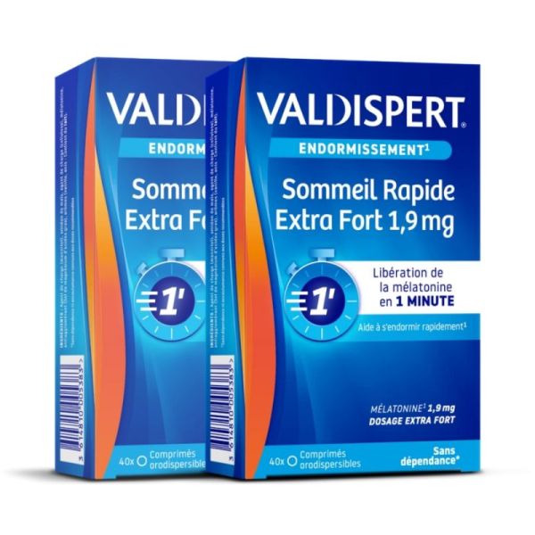 Valdispert Sommeil Rapide Mélatonine 1,9mg - Lot de 2 x 40 comprimés orodispersibles