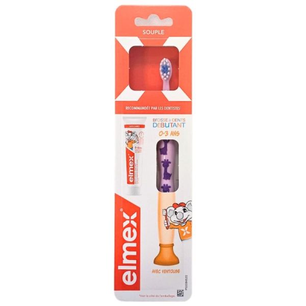 Elmex Brosse à dents débutant 0-3 ans + dentifrice 12 ml