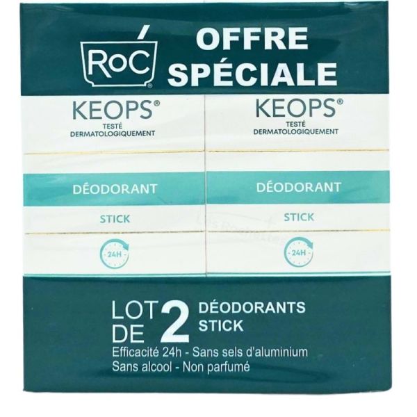 Keops déodorant stick peau normale 24h - Offre spéciale 2x40ml