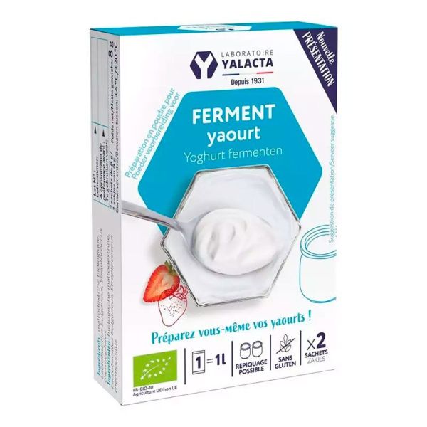 Yalacta Ferments Lactiques pour Yaourt Bio - Pour Réaliser des Yaourts Maison - 2 sachets de 4g