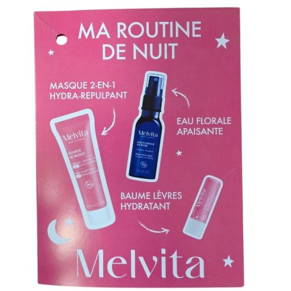 Melvita Pochon Coffret Ma Routine de Nuit - Soin du visage et des lèvres