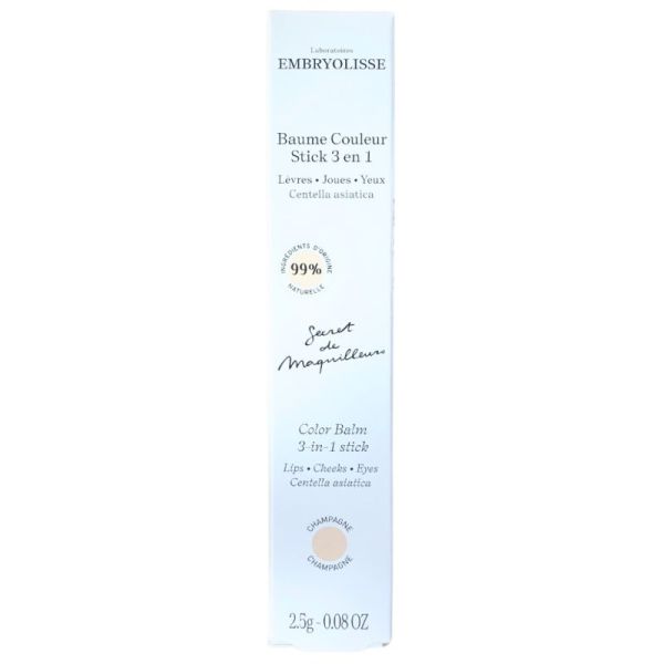 Embryolisse Baume Stick 3 en 1 Champagne 2,5 g - Soin hydratant et illuminateur lèvres joues yeux