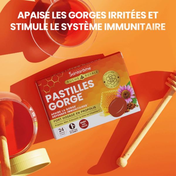 Santarome Ruche Royale Pastilles Gorge 24 Pastilles à Sucer – Confort et immunité