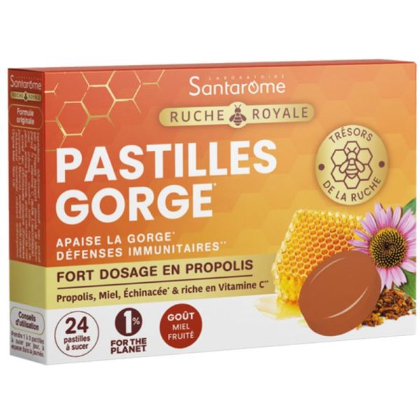 Santarome Ruche Royale Pastilles Gorge 24 Pastilles à Sucer – Confort et immunité