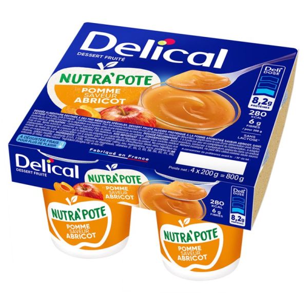 Delical Nutrapote Dessert aux Fruits Pomme Abricot 4x200g – Dénutrition et troubles de la déglutition