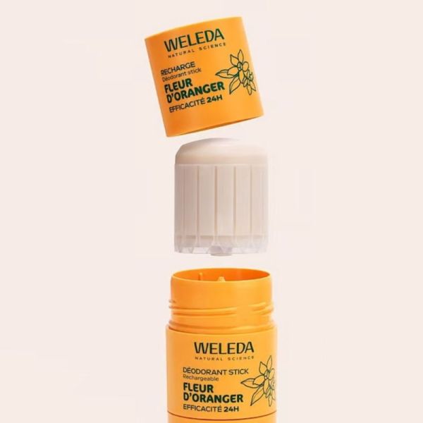 Weleda Déodorant Stick Rechargeable Fleur d'Oranger - Protège efficacement et naturellement contre les odeurs pendant 24h