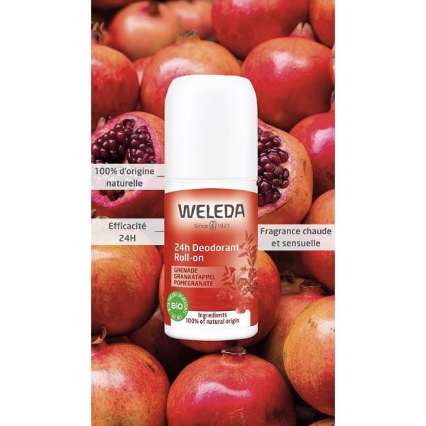 Weleda Déodorant à la Grenade Roll-on 24H Lot de 2 x 50ml – Protection naturelle