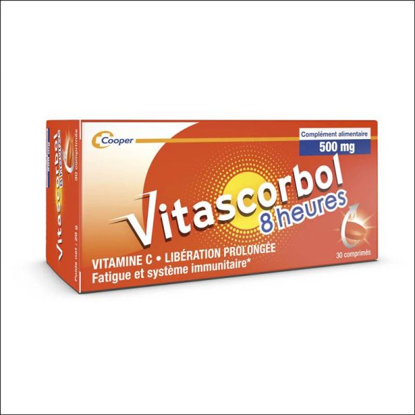 Vitascorbol 8 Heures 500 mg - 30 comprimés - Libération prolongée pour une vitalité durable
