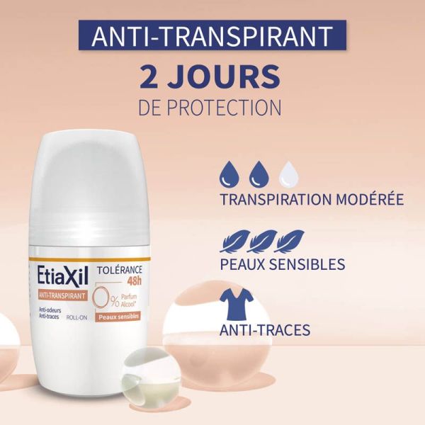 Etiaxil Anti-transpirant Tolérance 48h Peaux Sensibles Roll-on - 50ml