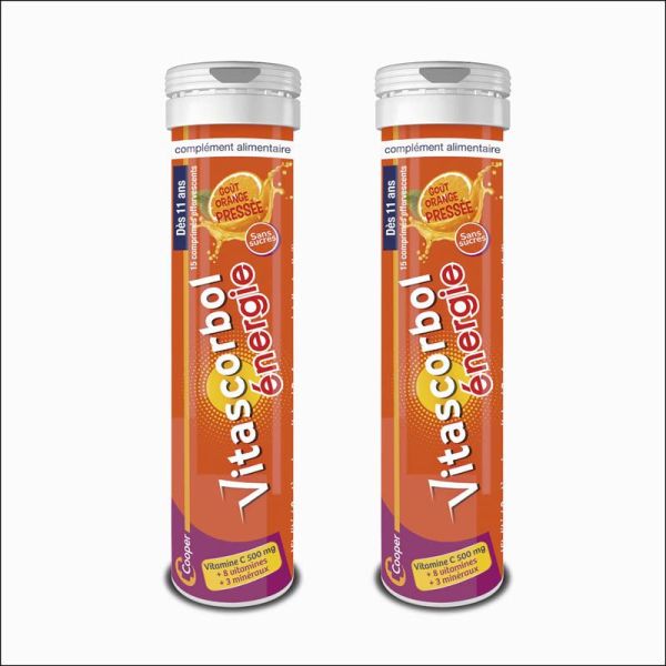 Vitascorbol Énergie - 30 comprimés effervescents - Goût Orange Pressé - Vitalité et Immunité