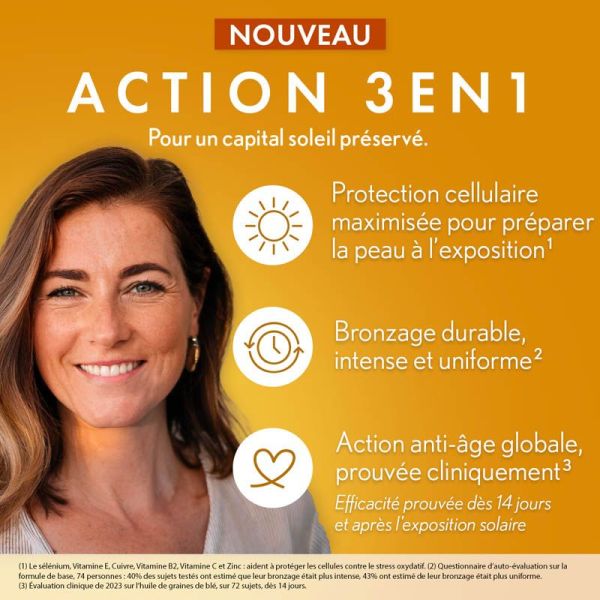 Oenobiol Sun Expert Préparateur Solaire 3 en 1 Triple action - 2x30 capsules - Protection, hâle et anti-âge