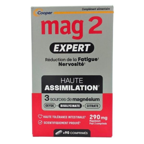 Cooper Mag2 Expert 90 comprimés - Réduction de la fatigue et de la nervosité