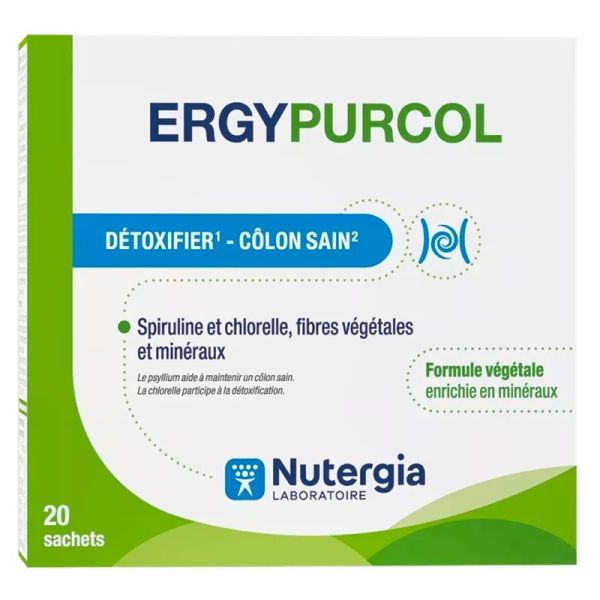 Nutergia ErgyPurcol - Santé Intestinale - Détoxifiant & Colon Sain - 20 sachets