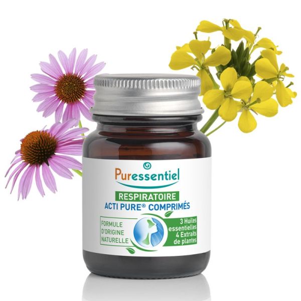 Puressentiel Respiratoire Acti Pure 15 Comprimés – Facilite la respiration, apaise la gorge et réduit la fatigue
