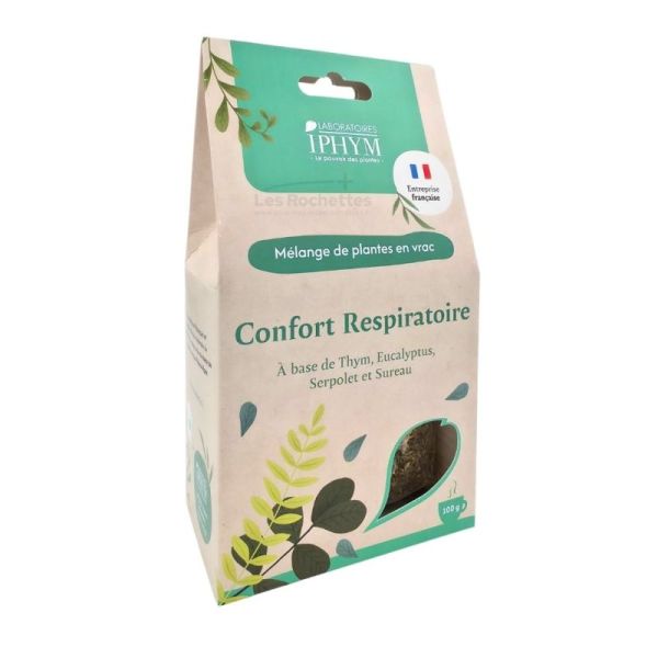 Iphym Tisane Confort Respiratoire Mélange de Plantes - 100g - Plantes respiratoires, expectorantes et apaisantes