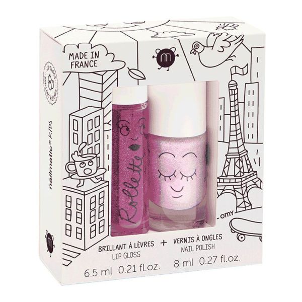 Nailmatic Coffret Lovely City - Vernis Rose Nacré + Brillant à Lèvres à la Mûre