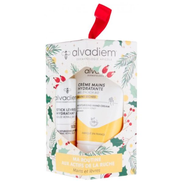 Alvadiem Coffret Routine Actifs de la Ruche Stick Lèvres Hydratant 4 g + Crème Mains Hydratante 30 ml