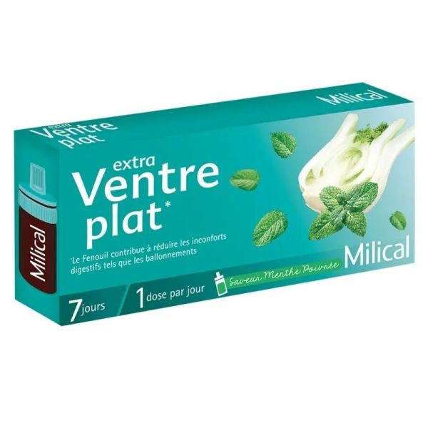 Milical Extra Ventre Plat Charbon Actif Menthe Poivrée - 7 Doses