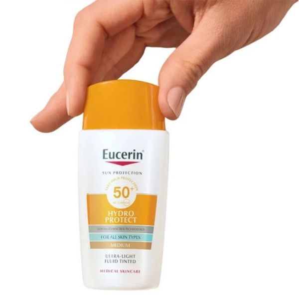 Eucerin  Sun Hydro Protect Fluide Ultra-Léger Teinté SPF 50+ - 50ml - Protection & hydratation