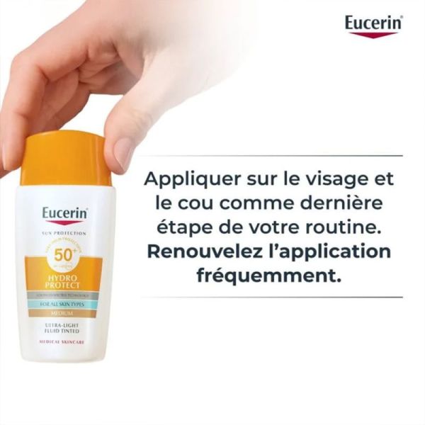 Eucerin  Sun Hydro Protect Fluide Ultra-Léger Teinté SPF 50+ - 50ml - Protection & hydratation