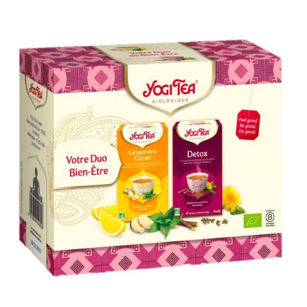 Yogi Tea Coffret Duo - Votre Duo Bien-Être - Detox + Gingembre Citron - 17 infusettes par saveur