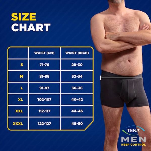 TENA Men Protective Boxer - Taille M - 1 Boxer Lavable Noir - Fuites Urinaires Légères
