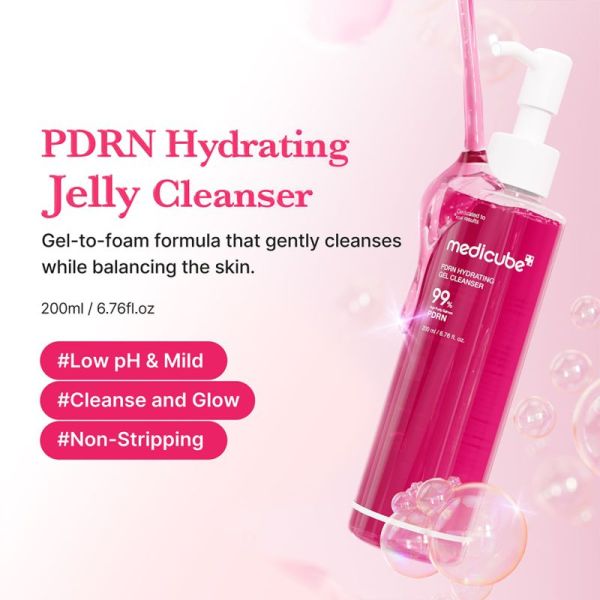 Medicube Nettoyant Visage en Gel Rose au PDRN 200ml – Pureté et éclat
